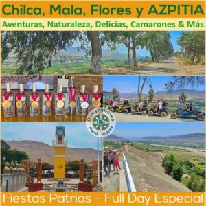 Full Day Especial Fiestas Patrias - Sábado 26, Domingo 27, Lunes 28 o Martes 29 /// Por la Divertida Ruta de Sorpresas, Aventuras y Delicias de Mala, Flores y AZPITIA